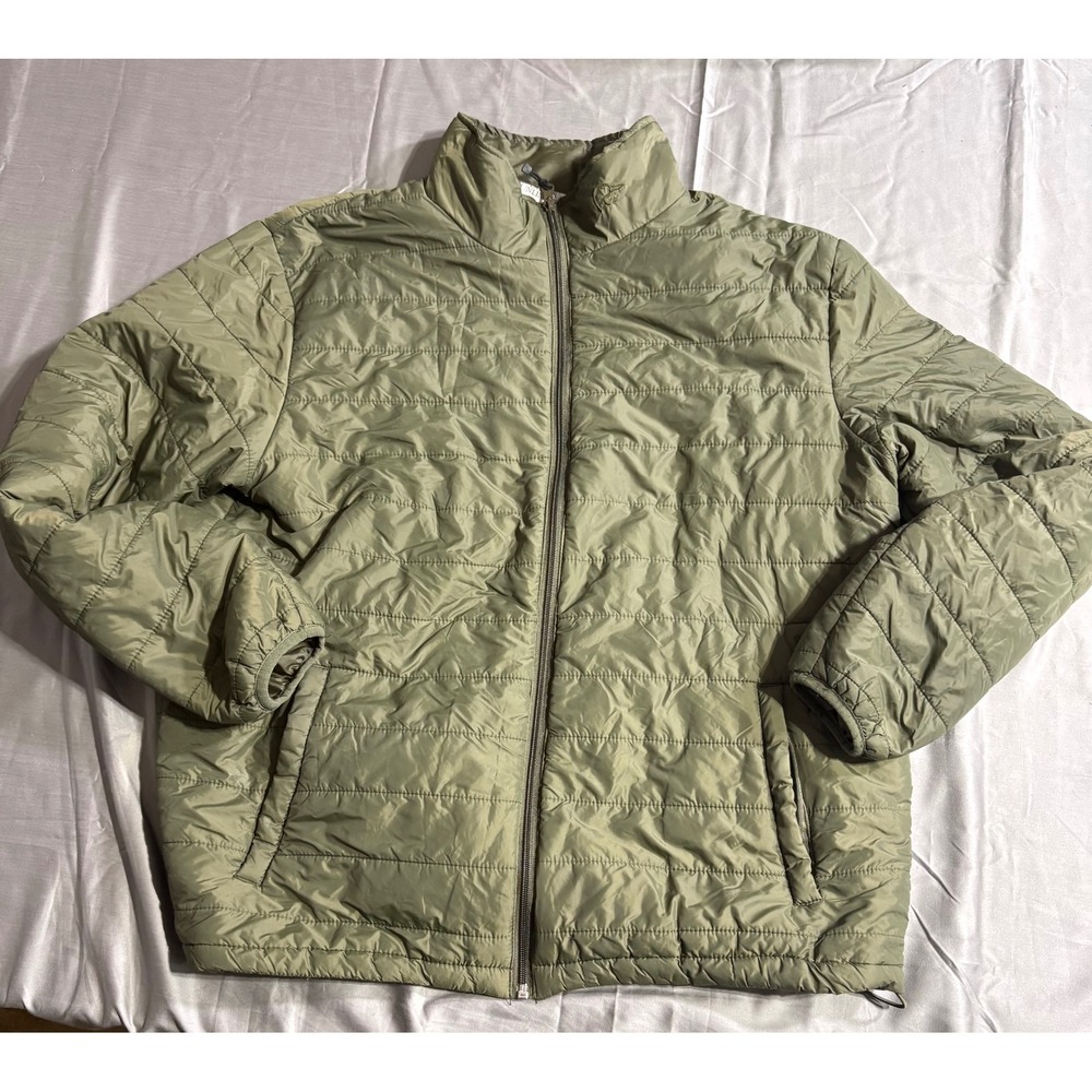 Ducks Unlimited Mens Olive Green Quilted Puffer Jacket Full Zip Size Large